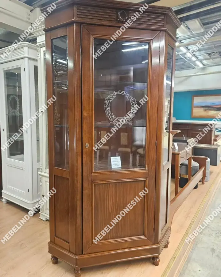 Витрина угловая "Мария Сильва" Слоновая кость MS928  купить в интернет магазине Мебель из массива. Звоните +7 495 961-63-63 Витрины из массива дерева