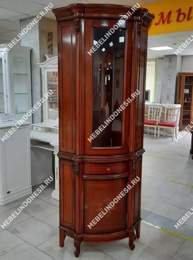 Витрина угловая "Фирензе" Орех 805  купить в интернет магазине Мебель из массива. Звоните +7 495 961-63-63 Витрины из массива дерева