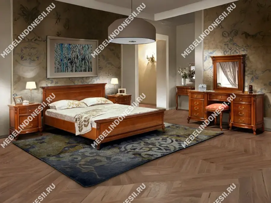 Туалетный стол с зеркалом "Фирензе" Орех 868-869  купить в интернет магазине Мебель из массива. Звоните +7 495 961-63-63 Туалетные столы из массива дерева