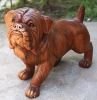 Деревянная фигурка ручной работы "Бульдог" с коричневой полировкой  
