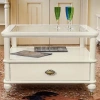 Стол журнальный квадратный "Бурбон" Слоновая кость BJ834_1  купить в интернет магазине Мебель из массива. Звоните +7 495 961-63-63 Журнальные столы из массива дерева